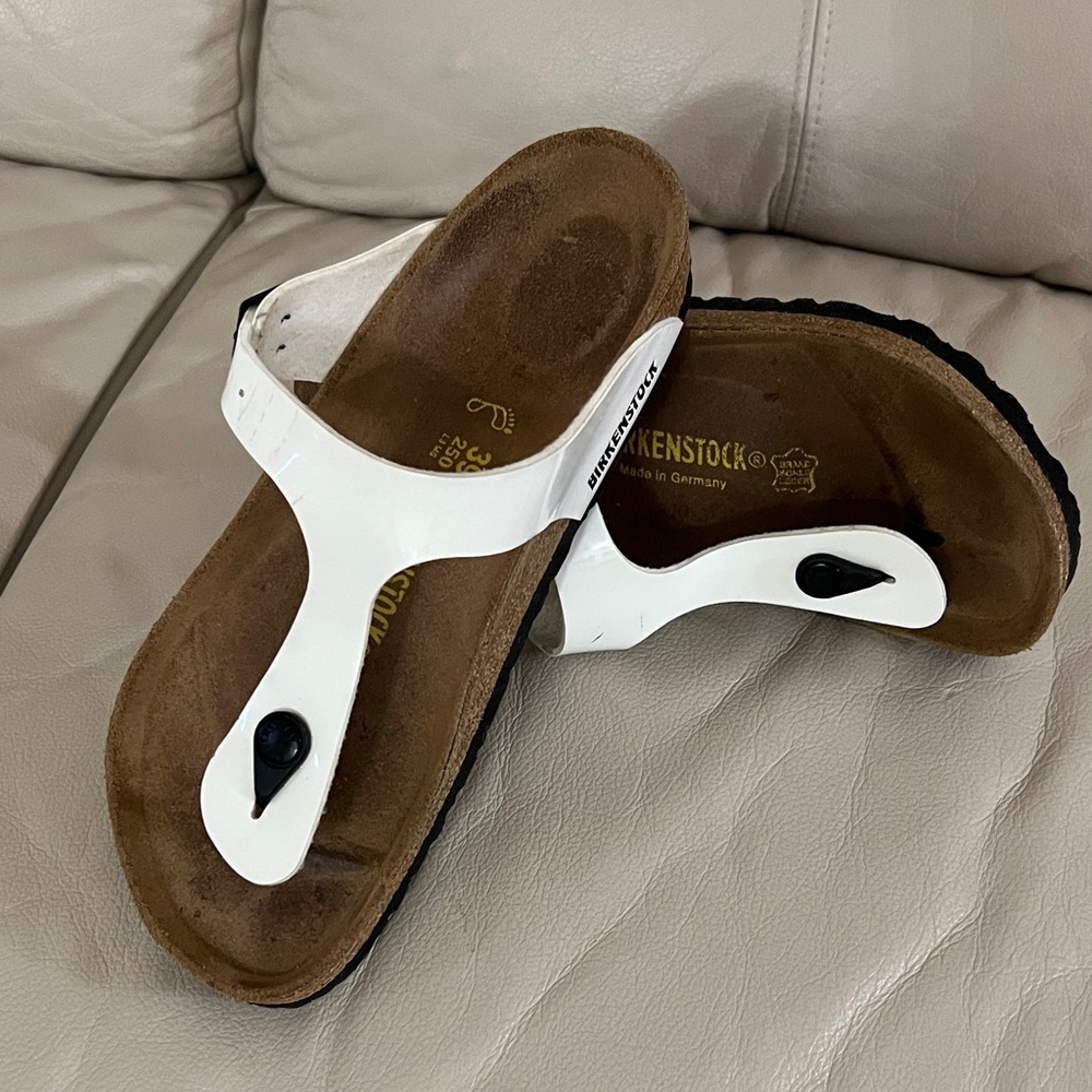 Birkenstock White and Brown Sandals